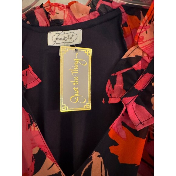 NWT Mudpie Portia Pink Dress Sz S Floral Ruffles Maxi Romantic Boho Party Event - Picture 14 of 16